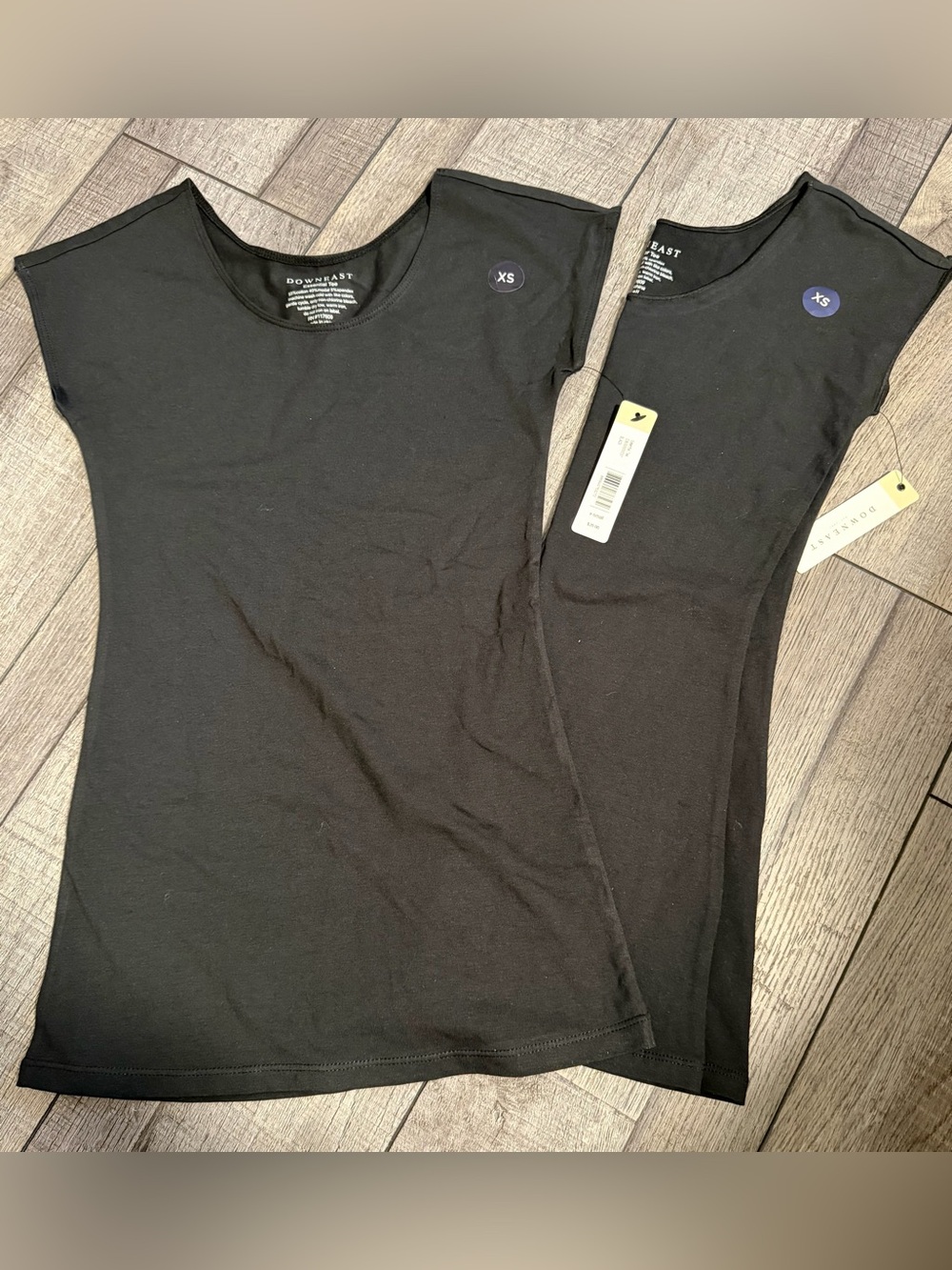NWT Downeast Black essential Tee - Women's 
 cap sleeve layering tops set of 2 - Picture 2 of 6